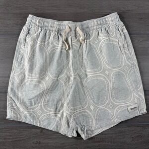 Rhythm Mens Linen Blend Medallion Tropical Shorts Light Blue Grey Size 32